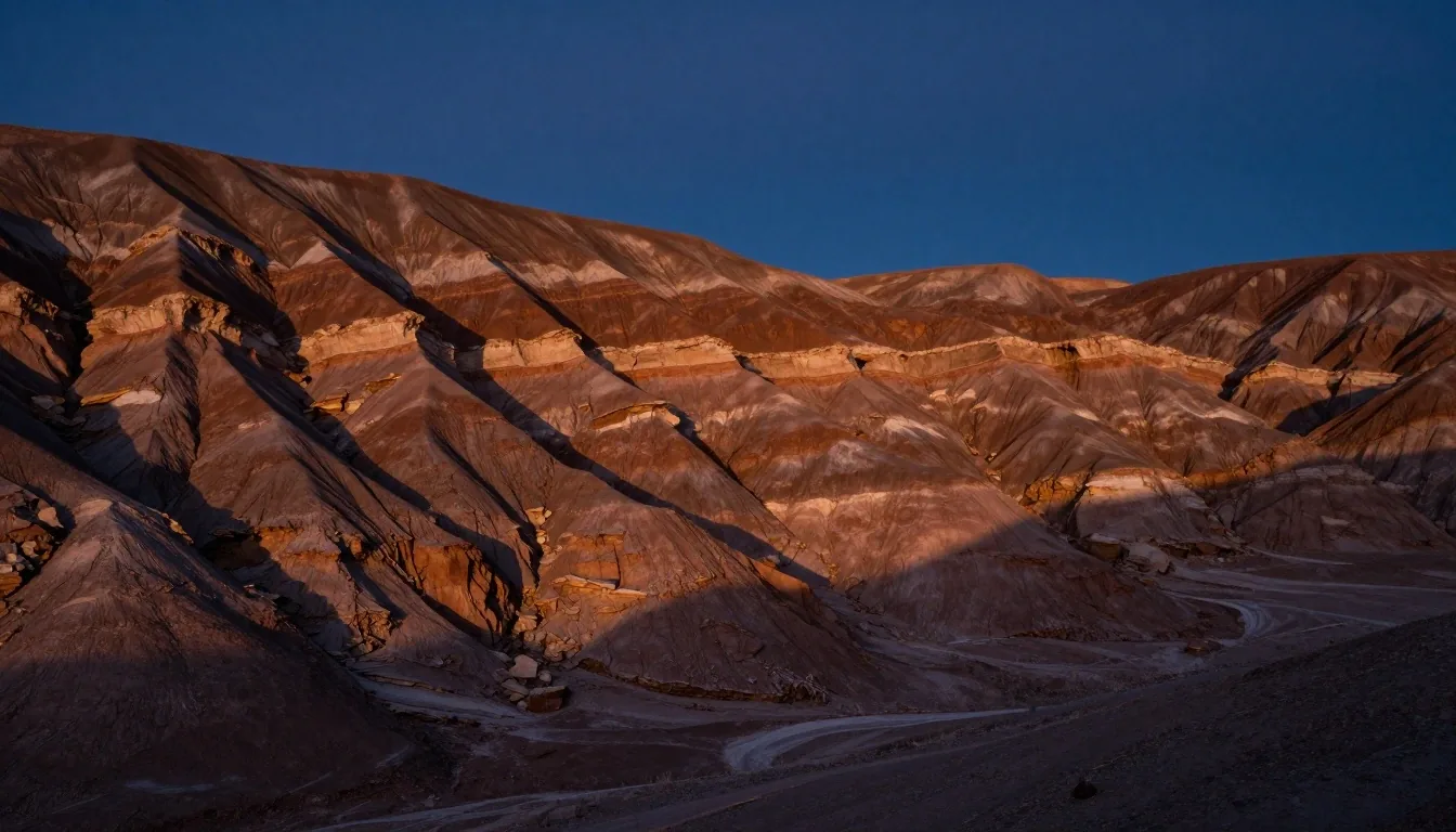 Corte estratigráfico de la cuenca Neuquina al atardecer